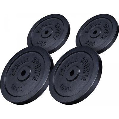 Gorilla Sports Gusseisen - 2x5 2x10 kg - plaques de poids - Publicité Gorilla Sports Gusseisen - 2x5 2x10 kg - plaques de poids - Publicité
