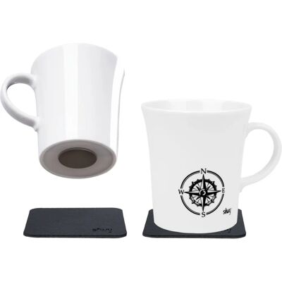 Silwy Weiße Magnet-Porzellan-Reiseset - Tasse, 2 Stück Silwy Weiße Magnet-Porzellan-Reiseset - Tasse, 2 Stück