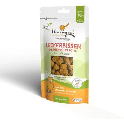 Meine Katze Hypoallergene Freeze-Snacks mit Insekten & Karotten Meine Katze Hypoallergene Freeze-Snacks mit Insekten & Karotten