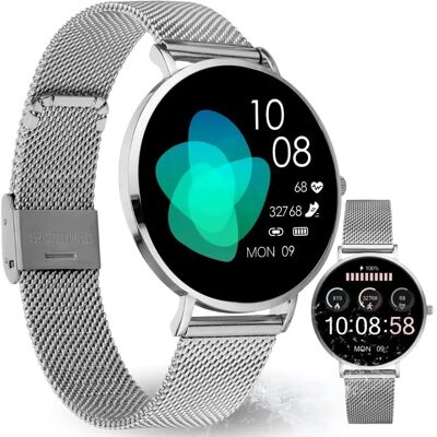 XCOAST SIONA 2 Silver Smartwatch - Nano, Liten handlett, Milanaise XCOAST SIONA 2 Silver Smartwatch - Nano, Liten handlett, Milanaise