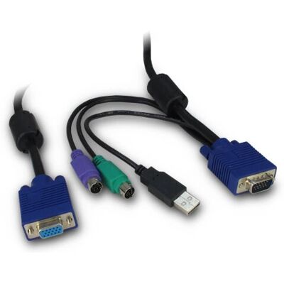 Cavo KVM Inter-Tech 88887250 - 3m, Nero, Blu - VGA, USB, PS/2 Cavo KVM Inter-Tech 88887250 - 3m, Nero, Blu - VGA, USB, PS/2