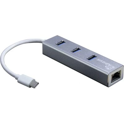 Inter-Tech Argus IT-410-S USB Hub & Ethernet-Adapter - Grau Inter-Tech Argus IT-410-S USB Hub & Ethernet-Adapter - Grau