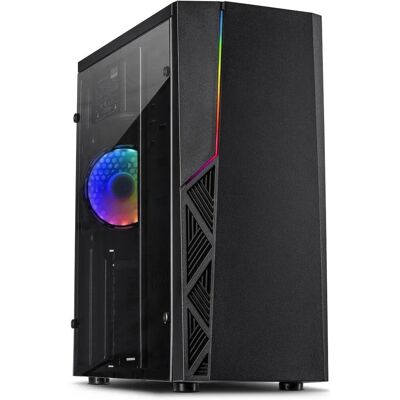 Inter-Tech B-02 RGB Tower - PC-behuizing met acrylvenster, RGB-verlichting, ATX, MicroATX Inter-Tech B-02 RGB Tower - PC-behuizing met acrylvenster, RGB-verlichting, ATX, MicroATX