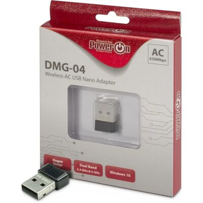 Inter-Tech DMG-04 Wi-Fi 5 USB Nano WLAN Adapter - Wi-Fi 5, 802.11ac, 2.4+5 GHz Inter-Tech DMG-04 Wi-Fi 5 USB Nano WLAN Adapter - Wi-Fi 5, 802.11ac, 2.4+5 GHz