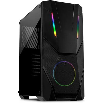 Inter-Tech Schwarz IT-3303 Hornet Gaming Tower - Unterstützt RGB & 7 Lüfter Inter-Tech Schwarz IT-3303 Hornet Gaming Tower - Unterstützt RGB & 7 Lüfter