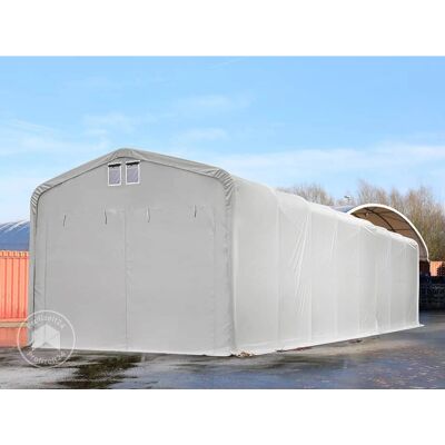 TOOLPORT 5x30m Storage Shelter - Steel, PVC 850, Grey TOOLPORT 5x30m Storage Shelter - Steel, PVC 850, Grey