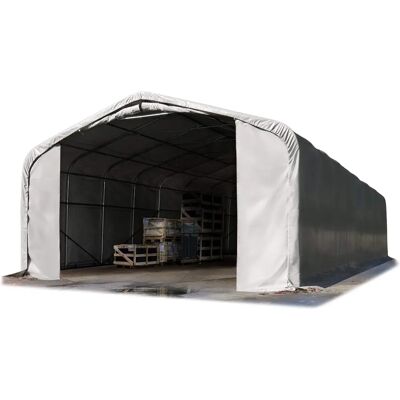 Toolport 6x12m Storage Shelter - Steel Frame, PVC Cover, Grey Toolport 6x12m Storage Shelter - Steel Frame, PVC Cover, Grey