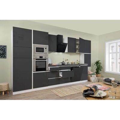 Respekta - Lorena 395 cm - Corpo bianco - Frontali grigie - Blocco cucina Respekta - Lorena 395 cm - Corpo bianco - Frontali grigie - Blocco cucina