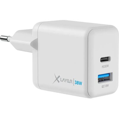 Xlayer Cargador Powercharger 38W USB-C Blanco - Power Delivery 3.0, Quick Charge 4.0 Xlayer Cargador Powercharger 38W USB-C Blanco - Power Delivery 3.0, Quick Charge 4.0