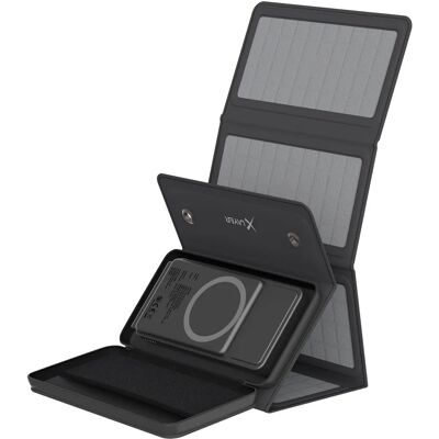 XLayer Kabellose Powerbank 10.000mAh 15W Schwarz mit Solarpanel - Powerbank XLayer Kabellose Powerbank 10.000mAh 15W Schwarz mit Solarpanel - Powerbank