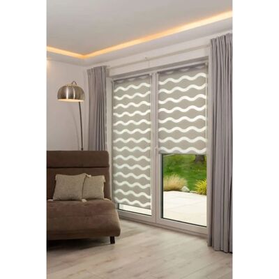 K-HOME Onde Doppio Tende a Rullo - 150x45cm, Grigio - Tenda a rullo senza foratura K-HOME Onde Doppio Tende a Rullo - 150x45cm, Grigio - Tenda a rullo senza foratura