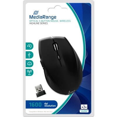 Souris optique sans fil MediaRange MROS208 - Droite - 1600 DPI Souris optique sans fil MediaRange MROS208 - Droite - 1600 DPI