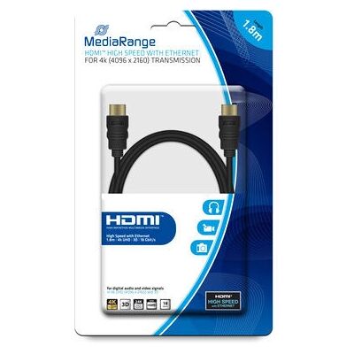 MediaRange MRCS156 HDMI Kabel - 1,8m, Schwarz, mit Ethernet MediaRange MRCS156 HDMI Kabel - 1,8m, Schwarz, mit Ethernet