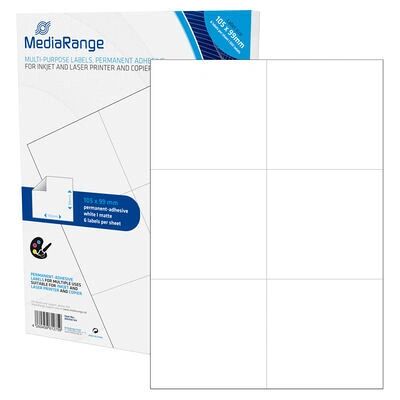 MediaRange MRINK144 - Étiquettes permanentes blanches - Feuilles d'étiquettes - Publicité MediaRange MRINK144 - Étiquettes permanentes blanches - Feuilles d'étiquettes - Publicité