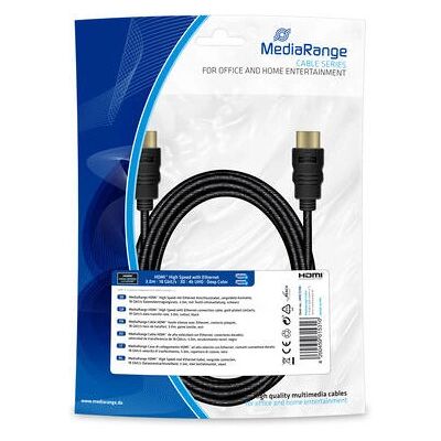 MediaRange MRCS198 HDMI Kabel - 3m, Hochgeschwindigkeit, Ethernet, Schwarz MediaRange MRCS198 HDMI Kabel - 3m, Hochgeschwindigkeit, Ethernet, Schwarz