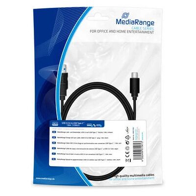 Cavo USB MediaRange MRCS182 - USB A a USB C - 1,8m - Nero - USB 3.2 Cavo USB MediaRange MRCS182 - USB A a USB C - 1,8m - Nero - USB 3.2