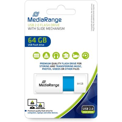 MediaRange 64GB USB Flash Drive MR974 - Blue & White MediaRange 64GB USB Flash Drive MR974 - Blue & White