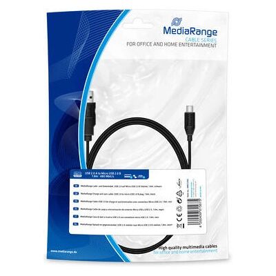 Câble USB MediaRange MRCS184 - USB A à Micro-USB B - 1,8 m - Noir Câble USB MediaRange MRCS184 - USB A à Micro-USB B - 1,8 m - Noir