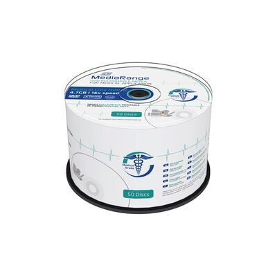 MediaRange MR429 DVD-R 4,7GB 50 stuks - Medical Line, Printbaar, 16x MediaRange MR429 DVD-R 4,7GB 50 stuks - Medical Line, Printbaar, 16x