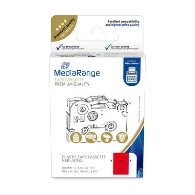 MediaRange TZ-431 Beschriftungsband - 12mm schwarz/rot, 8m MediaRange TZ-431 Beschriftungsband - 12mm schwarz/rot, 8m