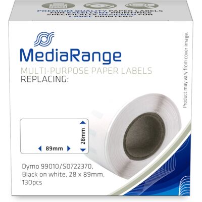 Ruban d'Étiquettes Noir/Blanc MediaRange - Dymo 99010 - 130 Étiquettes - Publicité Ruban d'Étiquettes Noir/Blanc MediaRange - Dymo 99010 - 130 Étiquettes - Publicité