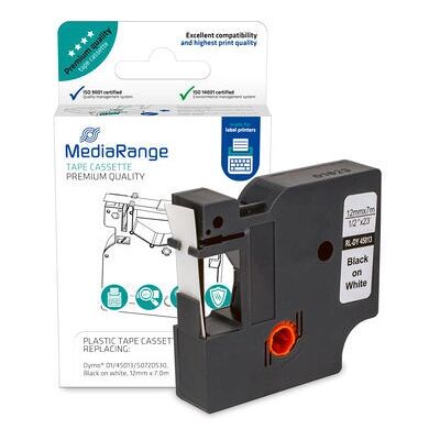 MediaRange MRDY45013 Ruban d'étiqueteuse noir sur blanc - Label Printer Tape MediaRange MRDY45013 Ruban d'étiqueteuse noir sur blanc - Label Printer Tape