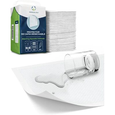 Sensalou protetores de cama para incontinência - Almofadas impermeáveis descartáveis 60x90cm - 25 unidades Sensalou protetores de cama para incontinência - Almofadas impermeáveis descartáveis 60x90cm - 25 unidades
