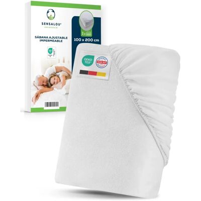Protetor impermeável de colchão Sensalou - Frotte de algodão respirável - Até 25cm Protetor impermeável de colchão Sensalou - Frotte de algodão respirável - Até 25cm
