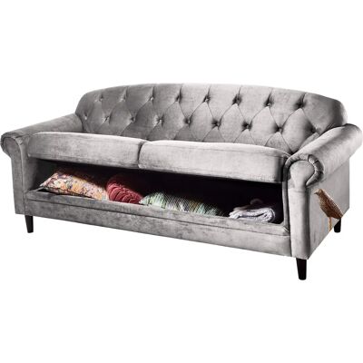 ATLANTIC HOME COLLECTION Carla Samtvelours Sofa - 2-Sitzer, Grau, mit Stauraum ATLANTIC HOME COLLECTION Carla Samtvelours Sofa - 2-Sitzer, Grau, mit Stauraum