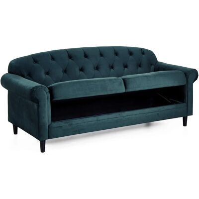 Atlantic Home Collection Carla 2-Sitzer Grünes Samtvelours Sofa mit Stauraum Atlantic Home Collection Carla 2-Sitzer Grünes Samtvelours Sofa mit Stauraum