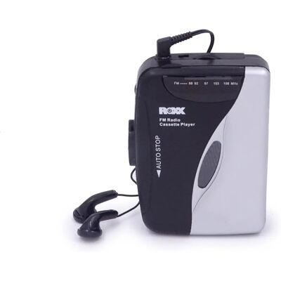 Roxx Tragbarer Kassettenspieler Schwarz/Silber - FM Radio, Leicht Roxx Tragbarer Kassettenspieler Schwarz/Silber - FM Radio, Leicht