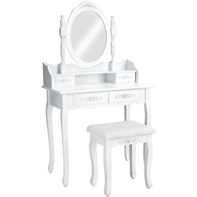 Tectake Weiße Antik Stil Schminktisch mit Spiegel & Hocker Tectake Weiße Antik Stil Schminktisch mit Spiegel & Hocker