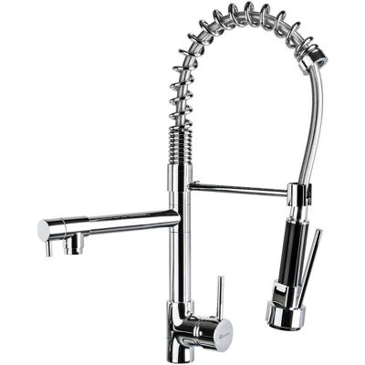Tectake Küchenmischer mit 2 Wasserhähnen & abnehmbarem Duschkopf - Grau Tectake Küchenmischer mit 2 Wasserhähnen & abnehmbarem Duschkopf - Grau