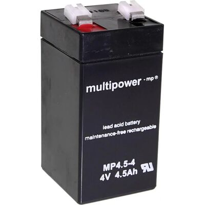 Multipower MP4,5-4 Batterie - 4V 4,5Ah AGM, Faston 4,8mm Multipower MP4,5-4 Batterie - 4V 4,5Ah AGM, Faston 4,8mm