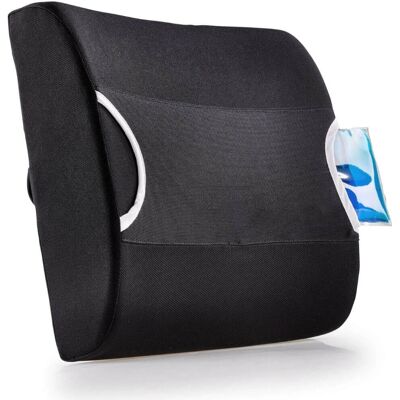 Coussin dorsal MAXIMEX - Support ergonomique, Gel amovible, Noir - Soutien du dos Coussin dorsal MAXIMEX - Support ergonomique, Gel amovible, Noir - Soutien du dos