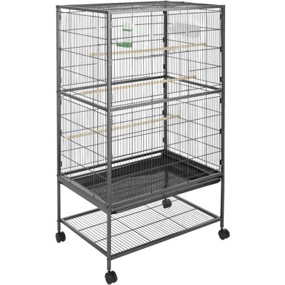 Tectake 402287 Cage à Oiseaux - Perches ajustables, Roues, Anthracite - Publicité Tectake 402287 Cage à Oiseaux - Perches ajustables, Roues, Anthracite - Publicité