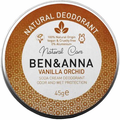 Ben & Anna Vanille-Orchidee Natürliche Soda-Deodorant - Damen Creme 45g Ben & Anna Vanille-Orchidee Natürliche Soda-Deodorant - Damen Creme 45g