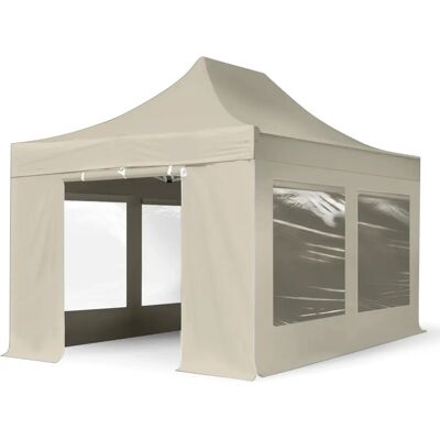 TOOLPORT 3x4,5m PES 800 Pop up gazebo PROFESSIONAL Aluminium 40 mm, inkl. Seitenwände mit Panoramafenstern, creme TOOLPORT 3x4,5m PES 800 Pop up gazebo PROFESSIONAL Aluminium 40 mm, inkl. Seitenwände mit Panoramafenstern, creme