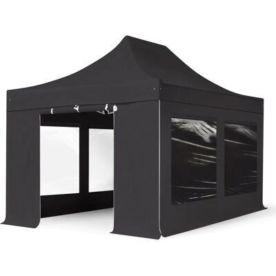 Toolport 3x4.5m PES 800 Pop up gazebo PROFESSIONAL Aluminium 40 mm, incl. Sidewalls with Panorama Windows, black - (600200) Toolport 3x4.5m PES 800 Pop up gazebo PROFESSIONAL Aluminium 40 mm, incl. Sidewalls with Panorama Windows, black - (600200)