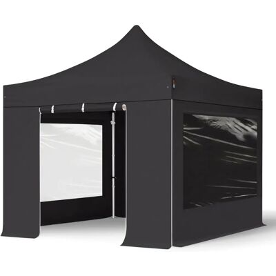 Pabellón plegable 3x3m de aluminio - Resistente a la intemperie, negro Pabellón plegable 3x3m de aluminio - Resistente a la intemperie, negro