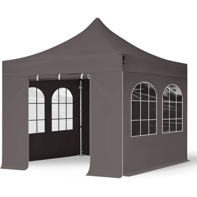 TOOLPORT 3x3m Pop Up Gazebo Dark Grey - Professional Aluminium 40mm TOOLPORT 3x3m Pop Up Gazebo Dark Grey - Professional Aluminium 40mm