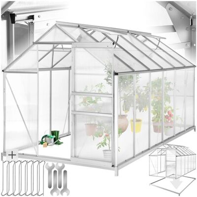 Invernadero de aluminio Tectake con cimientos - 375x185x195cm - Casa de plantas de jardín Invernadero de aluminio Tectake con cimientos - 375x185x195cm - Casa de plantas de jardín