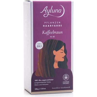 Ayluna Ekologisk Kaffeebrun Hårfärg - 100g Pulver - Hårfärg för Mellersta till Mörkbrunt Hår Ayluna Ekologisk Kaffeebrun Hårfärg - 100g Pulver - Hårfärg för Mellersta till Mörkbrunt Hår