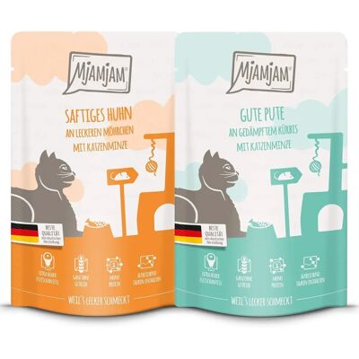MjAMjAM Katzen - Monopaket I - Huhn & Pute Beutel - Katzennassfutter MjAMjAM Katzen - Monopaket I - Huhn & Pute Beutel - Katzennassfutter