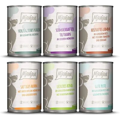Becker MJAMJAM Mixpaket - Hundenassfutter - 6 x 400g - Sortenvielfalt Becker MJAMJAM Mixpaket - Hundenassfutter - 6 x 400g - Sortenvielfalt