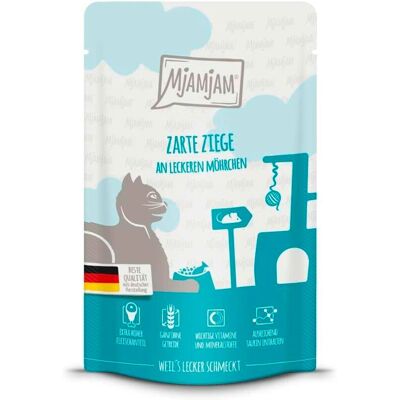 Nourriture pour chats MJAMJAM - Chèvre tendre avec carottes - Quetschie Nourriture pour chats MJAMJAM - Chèvre tendre avec carottes - Quetschie