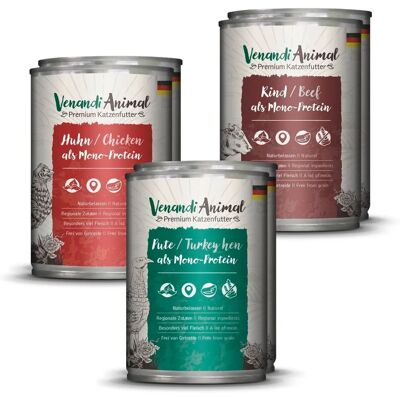Venandi Animal Natuurlijk Kattenvoer - 6x400g Mixpakket Venandi Animal Natuurlijk Kattenvoer - 6x400g Mixpakket