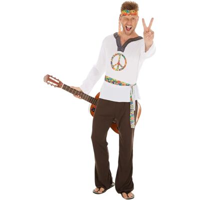 Tectake Hippie Jimmy Costume - Peace Sign, Flared Pants, Polyester Tectake Hippie Jimmy Costume - Peace Sign, Flared Pants, Polyester