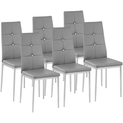 Chaises de salle à manger gris avec strass tectake 402542 - Lot de 6 - Publicité Chaises de salle à manger gris avec strass tectake 402542 - Lot de 6 - Publicité