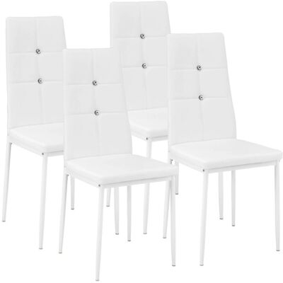 Tectake 402547 Chaises de salle à manger blanches avec strass - Publicité Tectake 402547 Chaises de salle à manger blanches avec strass - Publicité